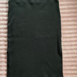 aerie Black Ribbed Maxi Skirt with Side Slits